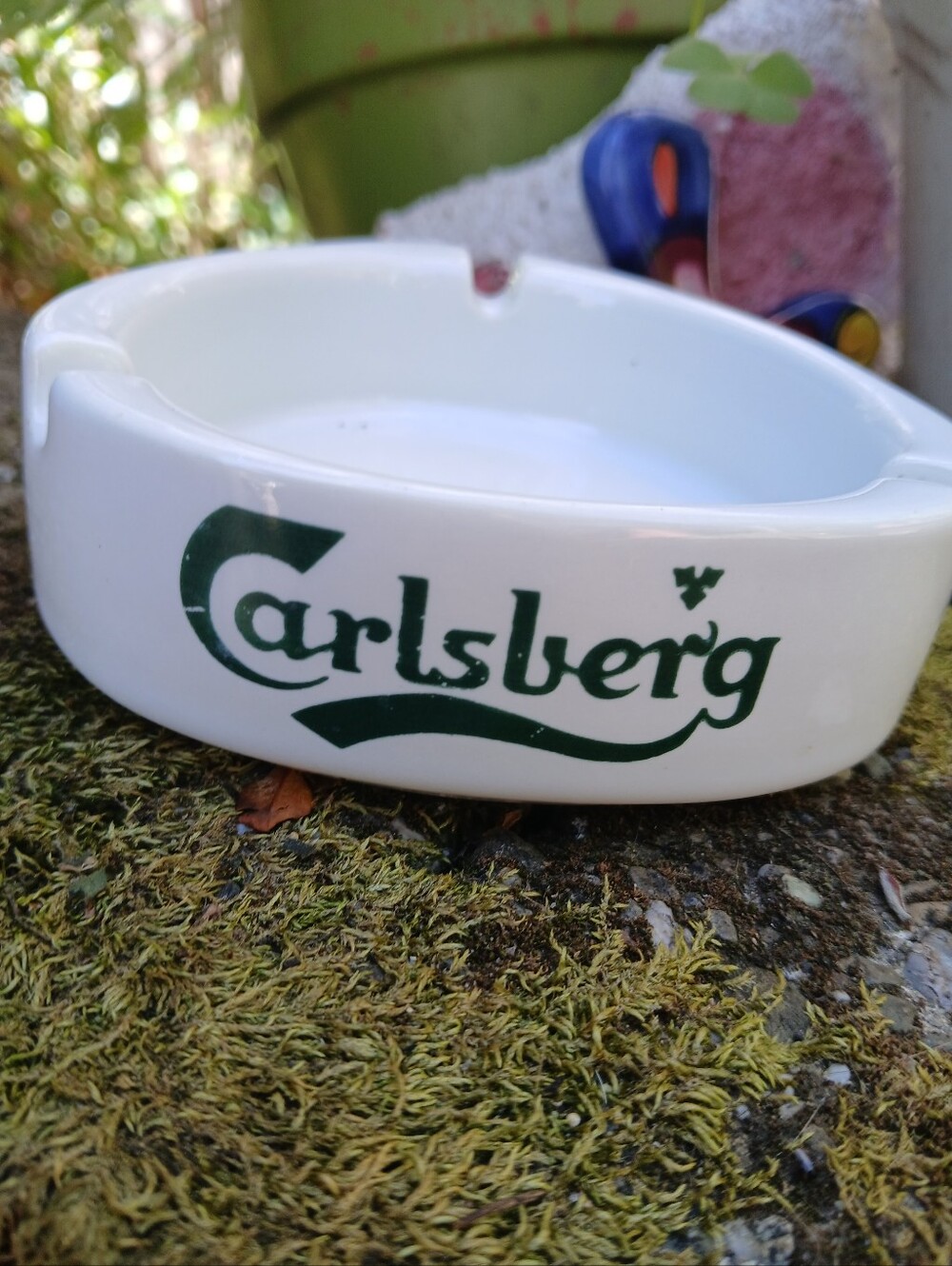 Vintage Carlsberg Denmark Brewery White Glass Ashtray Copenhagen
